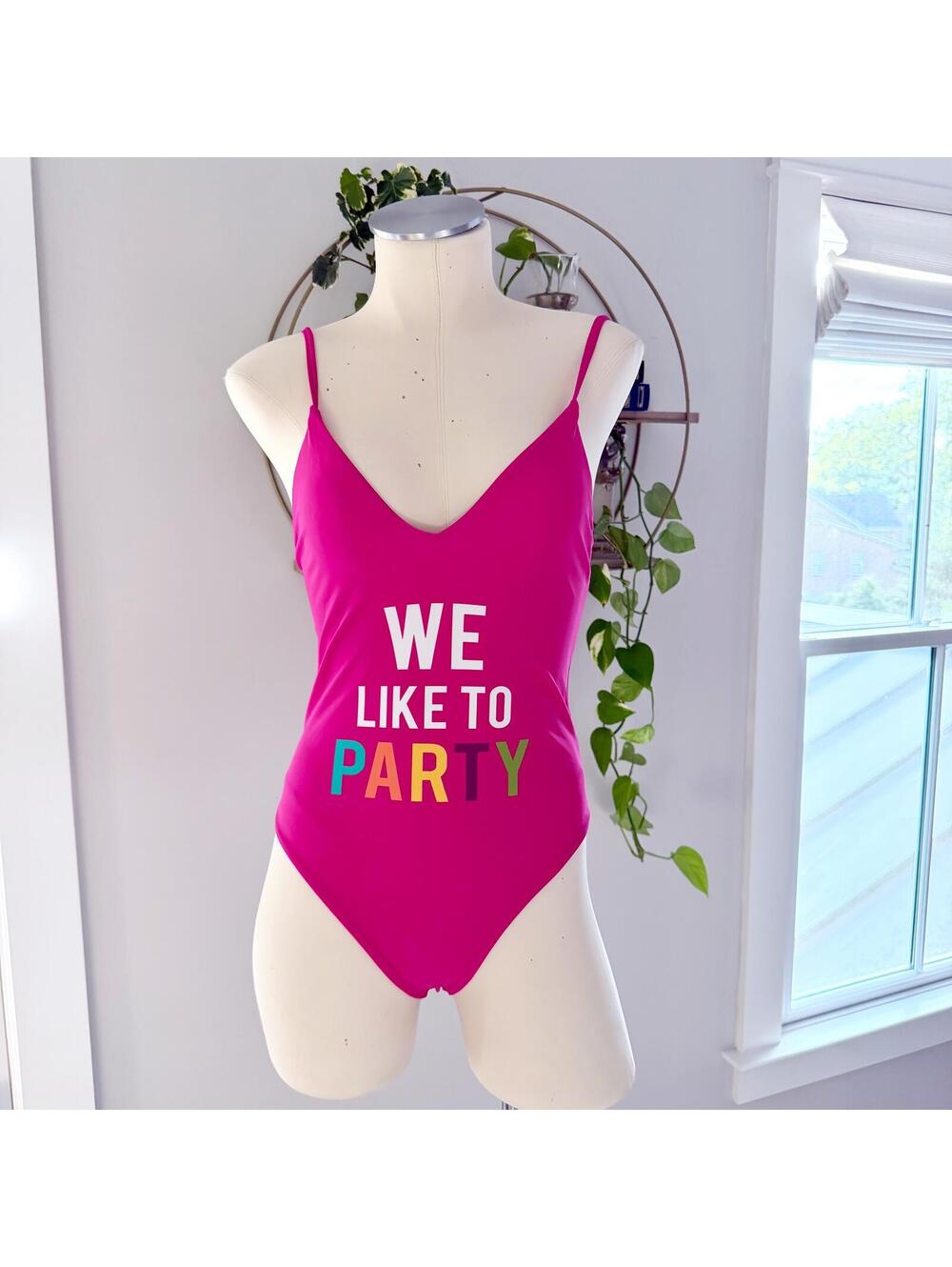 Mumu Mermaid We Like to Party Pink One-Piece Swimsuit Size M
